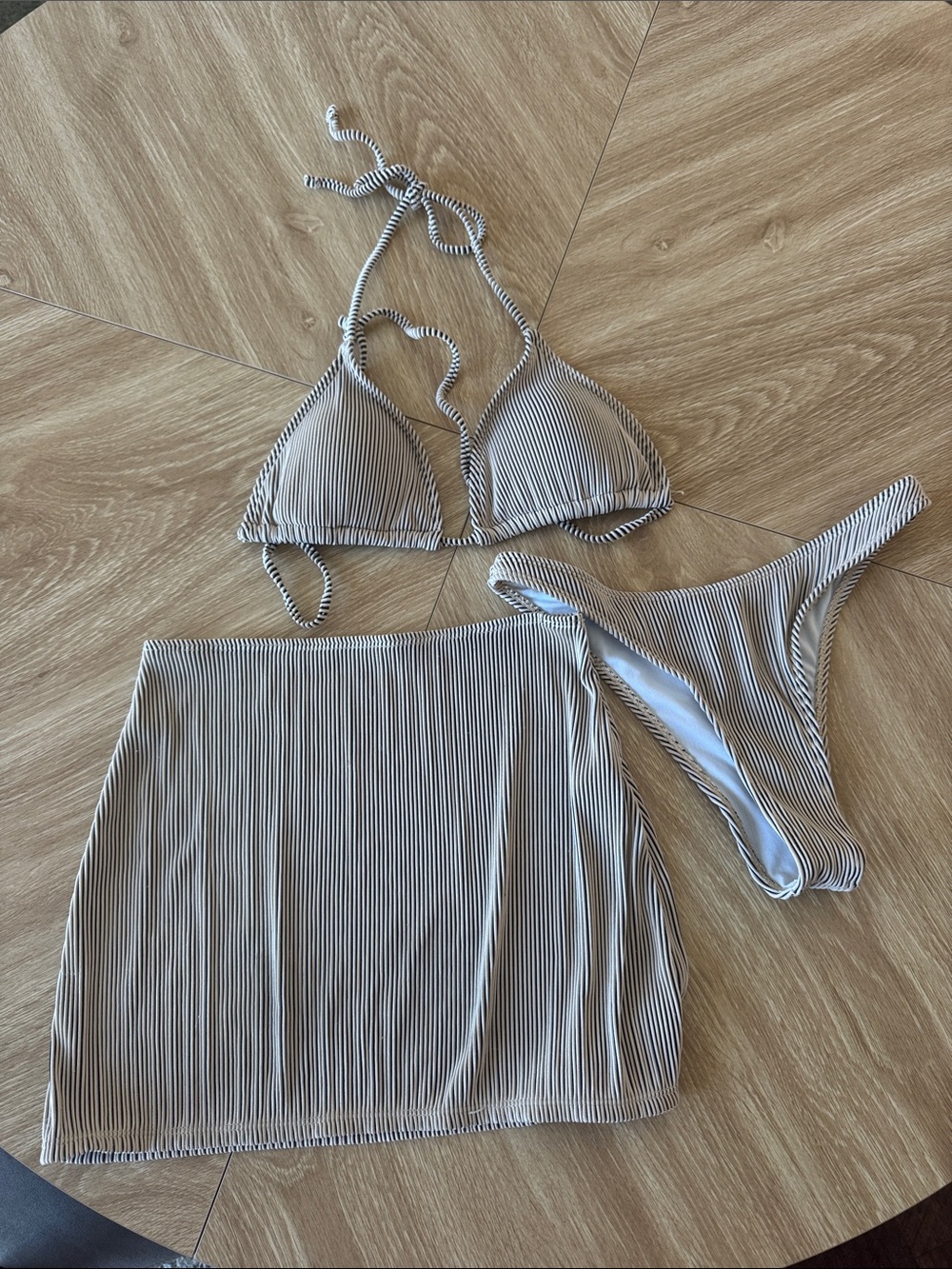 Ribbed Bikini Set w/ Matching Mini Skirt